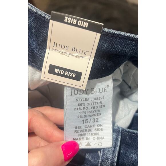 NWT Judy Blue Mid Rise Speckled Fit Stretchy Jeans Cuffed Normcore y2k 15/32 - Picture 7 of 8